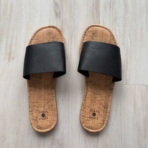 Shade & Shore Black Cork Slide Sandals